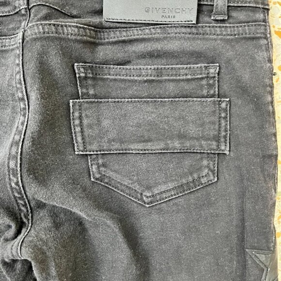 Givenchy Black Leather Side Stripe And Star Detail Jeans Size 40 US M / MALOP - Picture 4 of 6